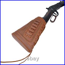 Leather Rifle Buttstock with 1 Wide Gun Sling Swivels for. 308.35 12GA. 22.44MAG
