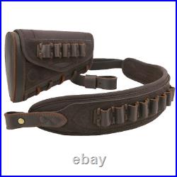 Leather Rifle Carry Sling, Gun Cheek Rest Hunting Set for. 30-06.22LR 12GA. 30-30 Leather Rifle Carry Sling, Gun Cheek Rest Hunting Set for. 30-06.22LR 12GA. 30-30