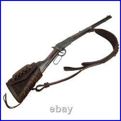 Leather Rifle Carry Sling, Gun Cheek Rest Hunting Set for. 30-06.22LR 12GA. 30-30 Leather Rifle Carry Sling, Gun Cheek Rest Hunting Set for. 30-06.22LR 12GA. 30-30