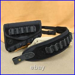 Leather Rifle Cheek Rest, Matched Gun Carry Strap for 12GA. 22MAG. 300win. 30-30