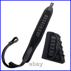 Leather Rifle Cheek Rest, Matched Gun Carry Strap for 12GA. 22MAG. 300win. 30-30