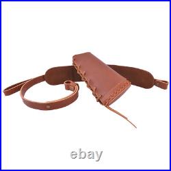 Leather Rifle Cheek Rest Stock Shell Holder Sling for. 308.22LR. 357 12GA 16GA
