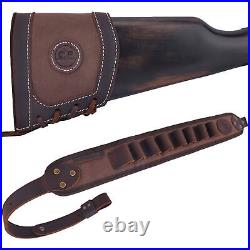 Leather Rifle Gun Recoil Pad with 2 Points Gun Sling for. 22LR 12GA. 308.30/30