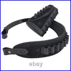 Leather Rifle Gun Sling, Ammo Buttstock Hunting Set for. 30-06.22MAG 12GA. 30-30