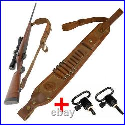 Leather Rifle Gun Sling Shoulder Straps Cartridge Shell Holder 30-30.308.407