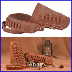 Leather Rifle Shell Buttstock Holder with Strap Sling For. 30-06.308.45-70.44
