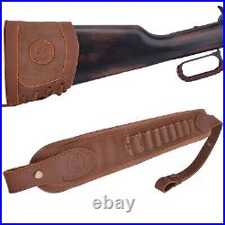 Leather Rifle/Shotgun Recoil Pad Holster with Ammo Sling Straps for. 30-30 12GA