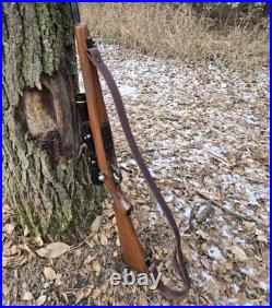 Leather Rifle Sling, American Leather Gun Sling with Suede Backing, Adjustabl