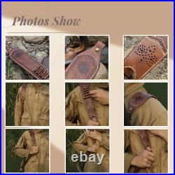 Leather Rifle Sling Ammo Gun Carry Strap 2 Point Finger Rest withSwivels-Clearance