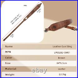 Leather Rifle Sling Ammo Gun Carry Strap 2 Point Finger Rest withSwivels-Clearance