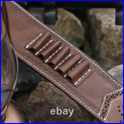 Leather Rifle Sling Ammo Gun Carry Strap 2 Point Finger Rest withSwivels-Clearance