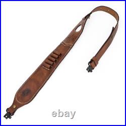 Leather Rifle Sling Ammo Gun Carry Strap 2 Point Finger Rest withSwivels-Clearance
