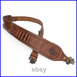 Leather Rifle Sling Ammo Gun Carry Strap 2 Point Finger Rest withSwivels-Clearance