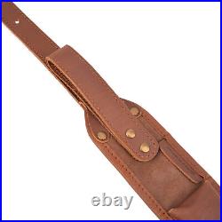 Leather Rifle Sling Ammo Shell Holder Gun Strap + Swivels for. 308 45-70 30-06