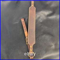 Leather Rifle Sling Brown Genuine American Bison Leather withNatural Stitch
