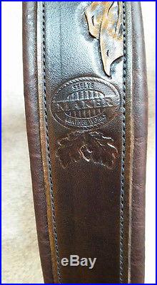 Leather Rifle Sling, Brown Leather, Hand Carved and Tooled, Made in the USA
