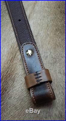 Leather Rifle Sling, Brown Leather, Handcraved in the USA, Oak Ridge, Economy AA