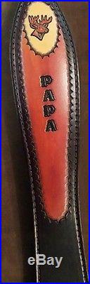 Leather Rifle Sling Buck Head Design