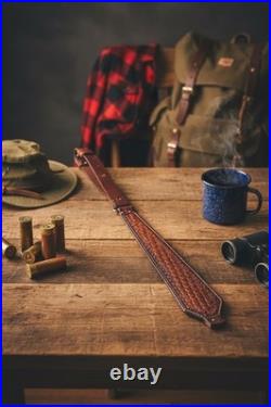 Leather Rifle Sling Custom Tooled Handcrafted From Genuine Leather