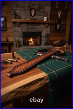 Leather Rifle Sling Custom Tooled Handcrafted From Genuine Leather