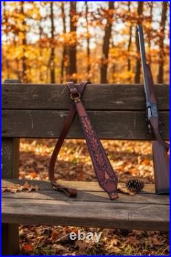 Leather Rifle Sling Custom Tooled Handcrafted From Genuine Leather