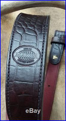 Leather Rifle Sling, Dark Mahogany Embossed Alligator, Handcrafted in the USA