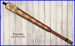 Leather Rifle Sling, Deer, Hand Tooled, Adjustable, Shotgun Sling, Hunting Leather Rifle Sling, Deer, Hand Tooled, Adjustable, Shotgun Sling, Hunting