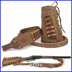 Leather Rifle Sling & Gun Buttstock For. 30-06.30-30.45-70.44-40.44mag