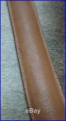 Leather Rifle Sling, Handcrafted in USA, Brown Leather, Padded, Economy AAA, Bear