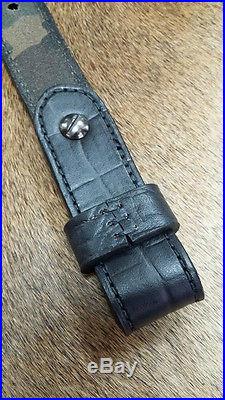 Leather Rifle Sling, Handcrafted in USA, Camouflage and Black Leather, Padded
