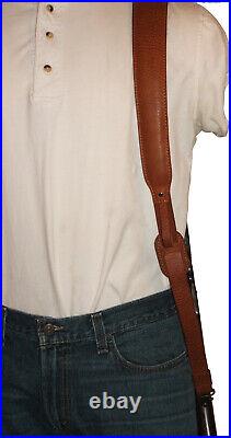 Leather Rifle Sling, Padded with Thumb Strap. Uncle Mikes Swivels Included