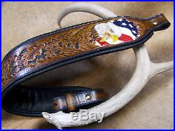 Leather Rifle Sling, Screaming Eagle, Handcrafted by Seelye Leather Works