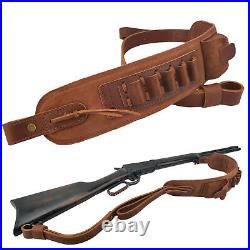 Leather Rifle Sling Shooting Gun Shoulder Strap Fit for. 308.45-70.30-06 USA
