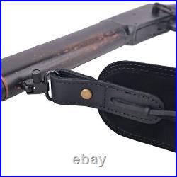 Leather Rifle Sling Shotgun Slot Straps Shoulder Sling With Swivels Adjustable