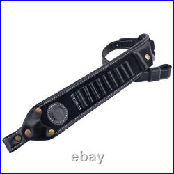 Leather Rifle Sling Shoulder Strap Ammo Pouch For. 45-70.308.30-06 Brown /Black Leather Rifle Sling Shoulder Strap Ammo Pouch For. 45-70.308.30-06 Brown /Black