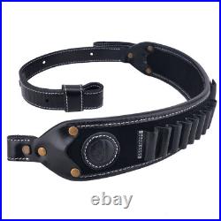 Leather Rifle Sling Shoulder Strap Ammo Pouch For. 45-70.308.30-06 Brown /Black Leather Rifle Sling Shoulder Strap Ammo Pouch For. 45-70.308.30-06 Brown /Black