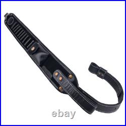 Leather Rifle Sling Shoulder Strap Ammo Pouch For. 45-70.308.30-06 Brown /Black Leather Rifle Sling Shoulder Strap Ammo Pouch For. 45-70.308.30-06 Brown /Black