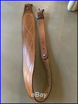 Leather Rifle Sling With Swivels Brown Vintage