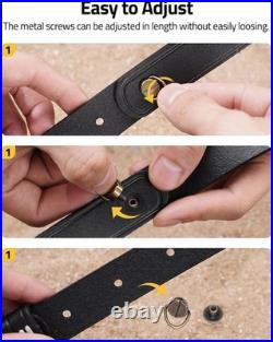 Leather Rifle Sling for Adjustable Gun Strap with Ammo Holder and Swivels