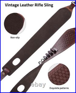 Leather Rifle Sling for Adjustable Two Point Sling with Ammo Holder and Swivels