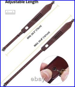 Leather Rifle Sling for Adjustable Two Point Sling with Ammo Holder and Swivels
