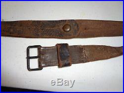 Leather Rifle Sling with Black Painted Steel Buckle and Button French