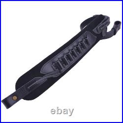 Leather Rifle Sling with Shell Holder Shotgun Shoulder Belt for. 22LR 16GA 20GA