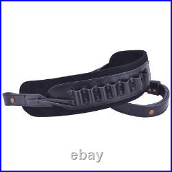Leather Rifle Sling with Shell Holder Shotgun Shoulder Belt for. 22LR 16GA 20GA