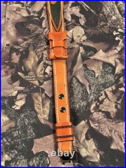 Leather Rifle Sling with Swivels Custom With Ammunition Pouch For 350 Legend
