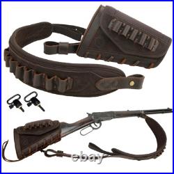Leather Rifle Stock Cover Recoil Pad with Cartridge Sling for. 357.30-30.45 Leather Rifle Stock Cover Recoil Pad with Cartridge Sling for. 357.30-30.45