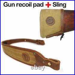 Leather SET Rifle buttstock and Matching Rifle Sling, Buttstock plus Rifle Strap