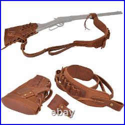 Leather Shotgun Buttstock Recoil Pad +Mount +Gun Sling No Drill Needed for 12GA
