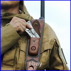 Leather Sling with Holder Pouch, Adjustable Sling with Shell Holder and Swivels
