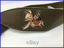 Levy's 2.25 Leather Cobra Rifle/Shotgun Sling SUEDE LINED with Embroidered Moose